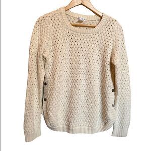 Venus Cream Cableknit Sweater Button Detail Medium